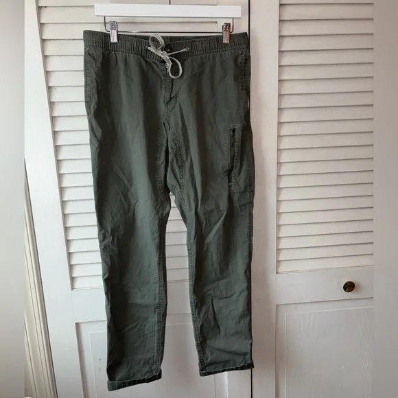 Vuori Ripstop Pants Mens Small Olive Green Drawstring Elastic Waist Zip Pocket - Picture 3 of 6